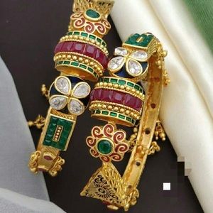 Meenakari Indian Bollywood Pakistani Pearls bangles bracelet jewellery Ad multi